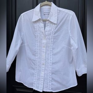 Alfred Dunner White Blouse with Lace Detail